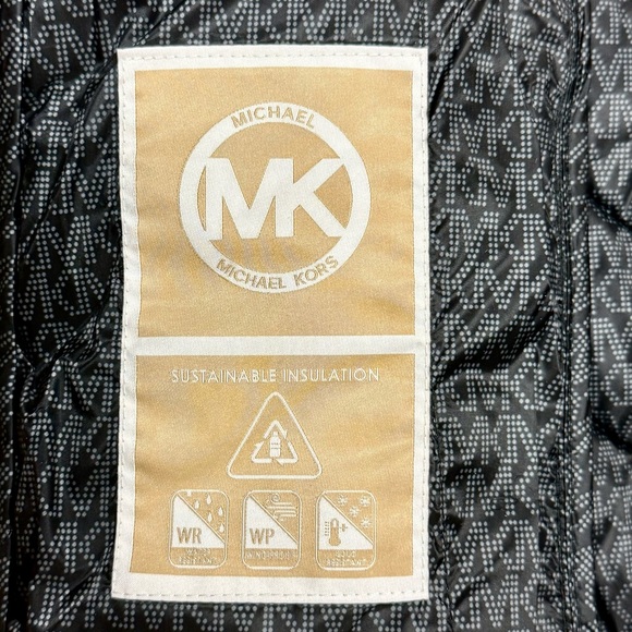 NWT MICHAEL MICHAEL KORS Hooded Packable Chevron Quilted Jacket Black - Picture 7 of 12